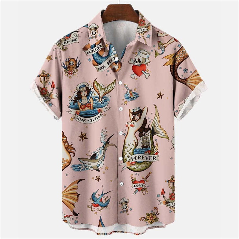 Hawaiian Shirt – Floral Cartoon 3D Print Hawaiian Shirt – Oversized Unisex Summer Top