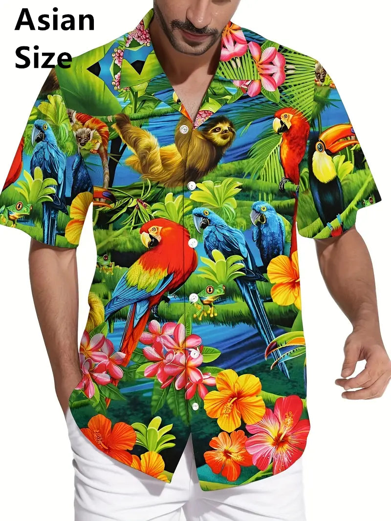 Hawaiian Shirt – 3D Print Hawaiian Shirt – Men’s Loose Plus Size Beachwear