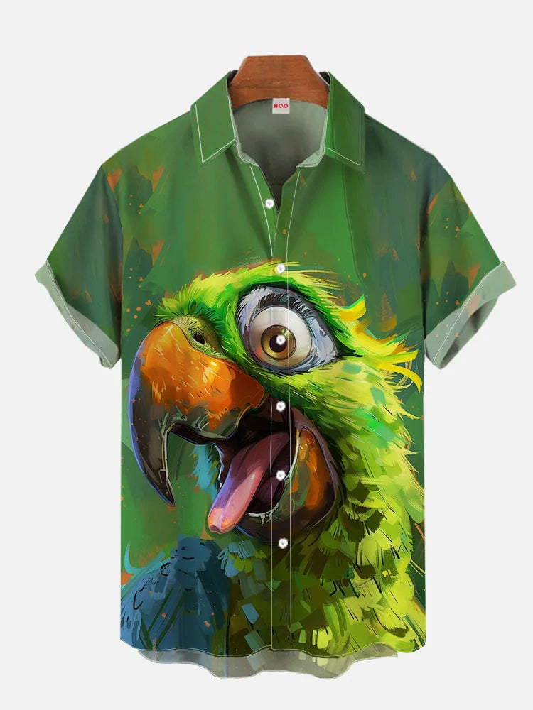 Hawaiian Shirt – Funny Animal Print Shirt – Bald Pig, Donkey & Lamb Retro Summer Style