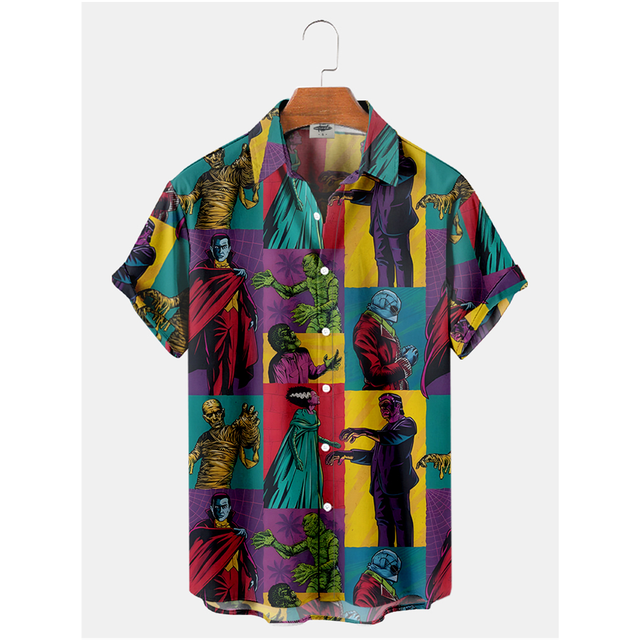 Hawaiian Shirt – Horror Movie 3D Print Hawaiian Shirt – Vintage Men’s Summer Streetwear