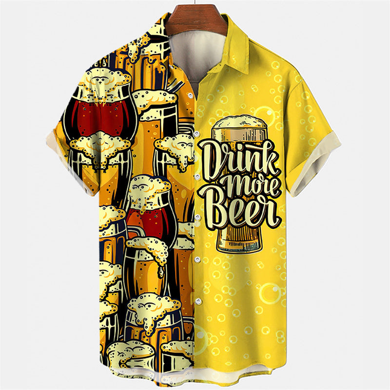 Hawaiian Shirt – Men's 3D Beer Wine Print Hawaiian Beach Shirt