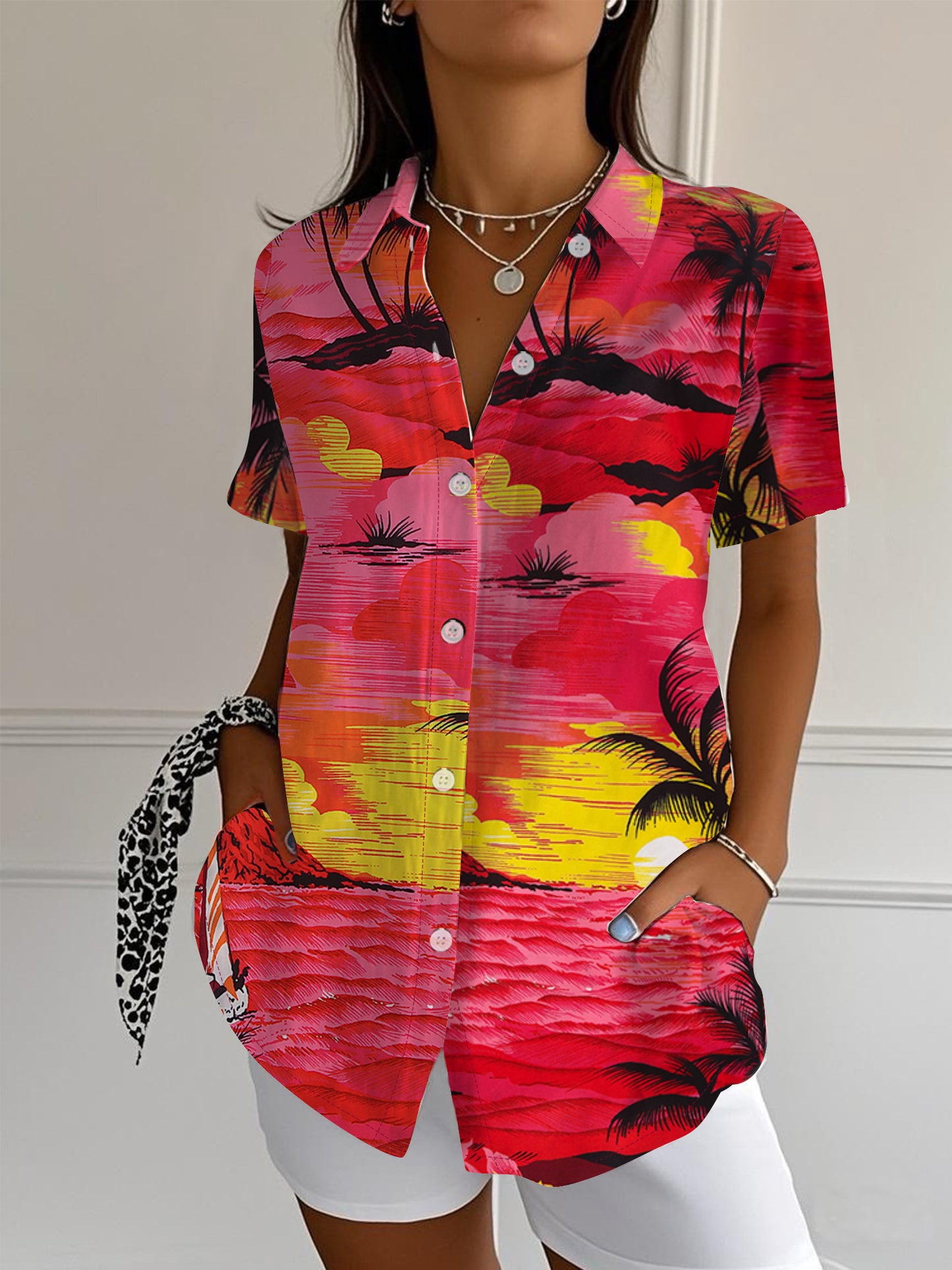 Hawaiian Shirt – Women's Floral Hawaiian Button-Down Beach Shirt