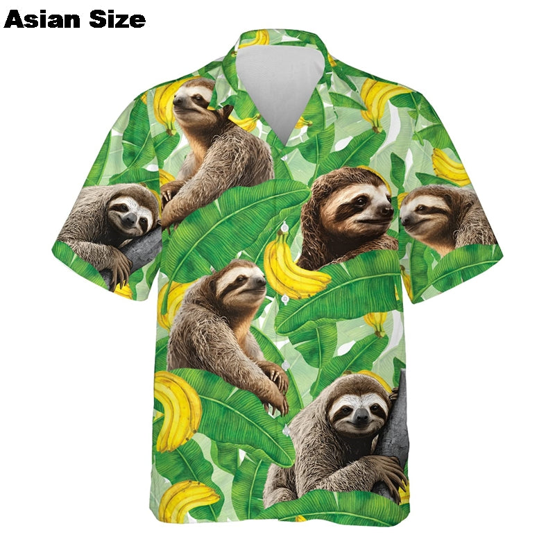 Hawaiian Shirt – Funny Animal Print Shirt – Bald Pig, Donkey & Lamb Retro Summer Style