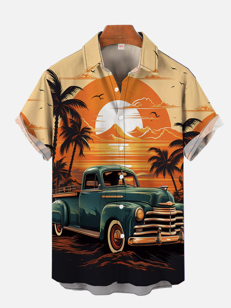 Hawaiian Shirt – Men's Tiki Hula Girl & Retro Car Hawaiian Shirt – Beach Style