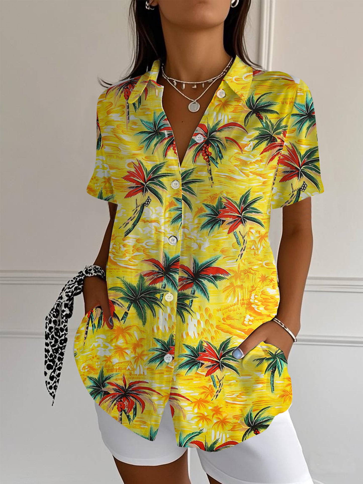Hawaiian Shirt – Women's Floral Hawaiian Button-Down Beach Shirt