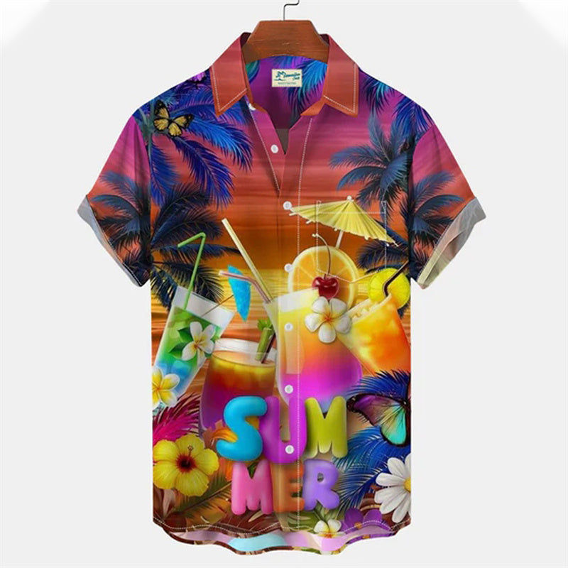 Hawaiian Shirt – Men's 3D Beer Wine Print Hawaiian Beach Shirt