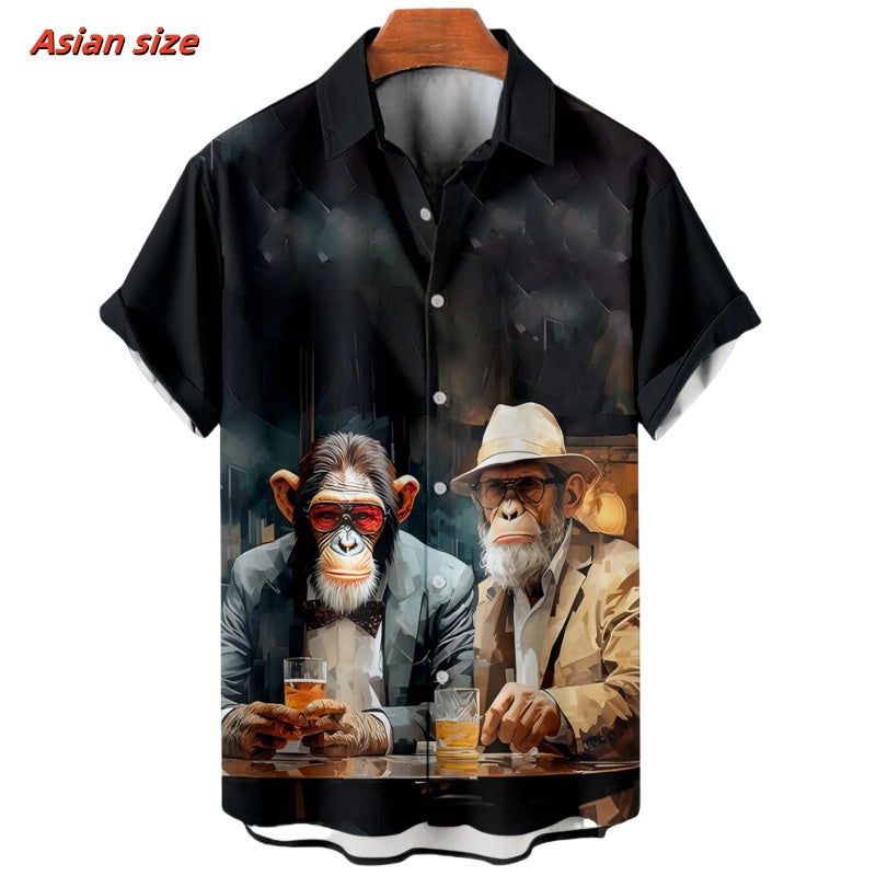 Hawaiian Shirt – Funny Monkey Gentleman 3D Print Hawaiian Shirt – Men’s Casual Aloha Top