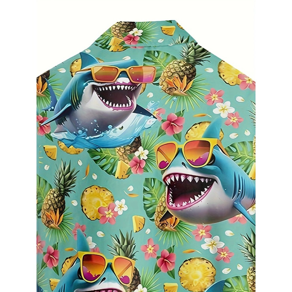 Hawaiian Shirt – Cool Shark with Glasses 3D Print Hawaiian Shirt – Summer Streetwear