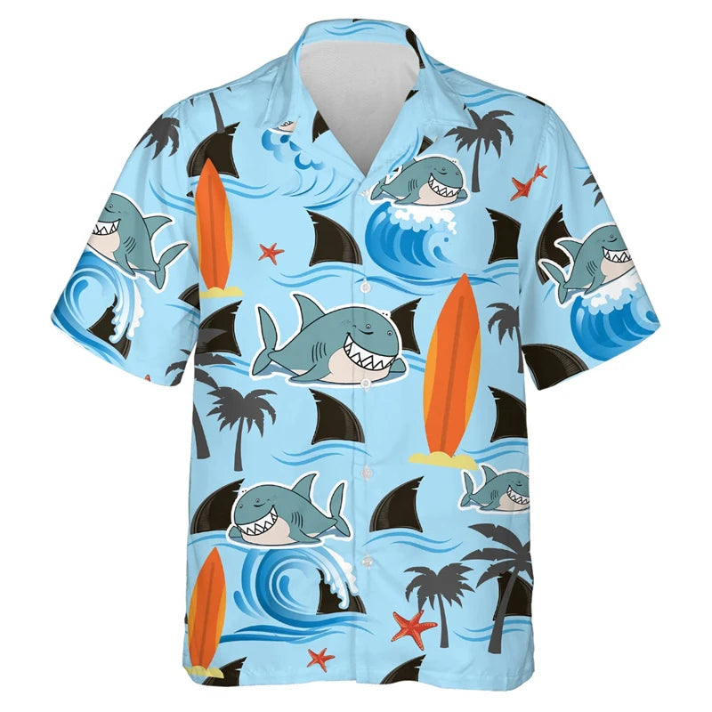 Hawaiian Shirt – Men's Hip Hop Shark Hawaiian Beach Shirt