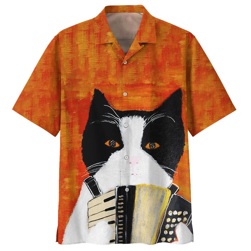 Hawaiian Shirt – Accordion 3D Print Hawaiian Shirt – Men’s Musical Art Summer Top