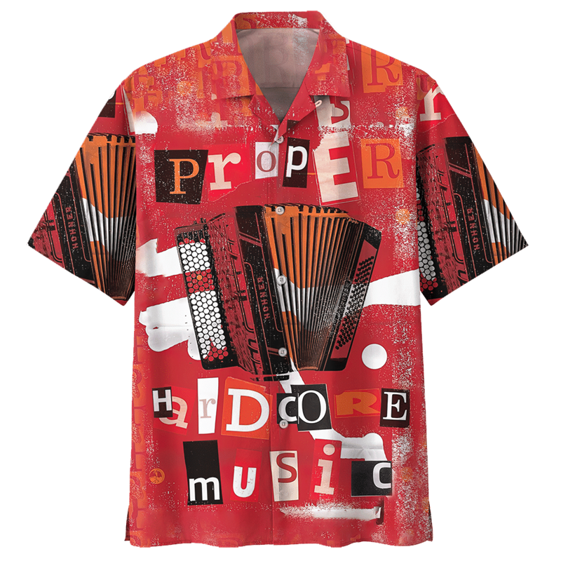 Hawaiian Shirt – Accordion 3D Print Hawaiian Shirt – Men’s Musical Art Summer Top