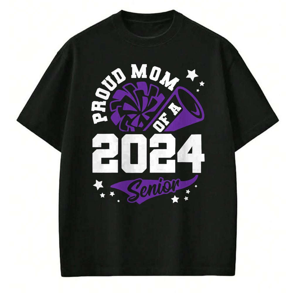 Gift for Mom Shirt, Funny Mom Unisex T-Shirt/Hoodie/Sweatshirt HLT00 - Proud Mom Of A 2024 Senior Cheer Mom Graduation Party T-Shirt
