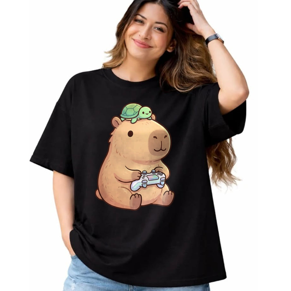 Cute Capybara Shirt, Funny Capybara Unisex T-Shirt/Hoodie/Sweatshirt HLT00 - Cute Capybara Anime Gamer Turtle Funny Graphic Kawaii T-Shirt