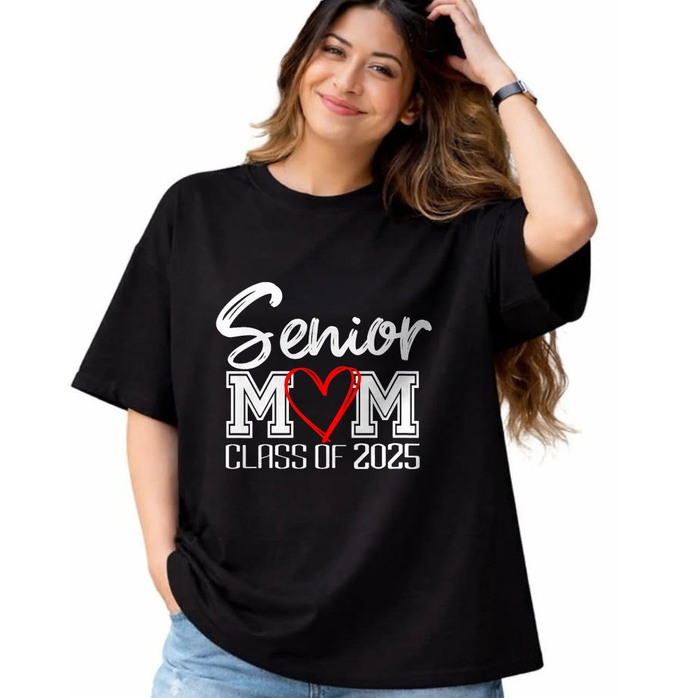 Gift for Mom Shirt, Funny Mom Unisex T-Shirt/Hoodie/Sweatshirt HLT00 - Womens Senior Mom Class of 2025 Proud Mom of Graduate Heart Mom V-Neck T-Shirt