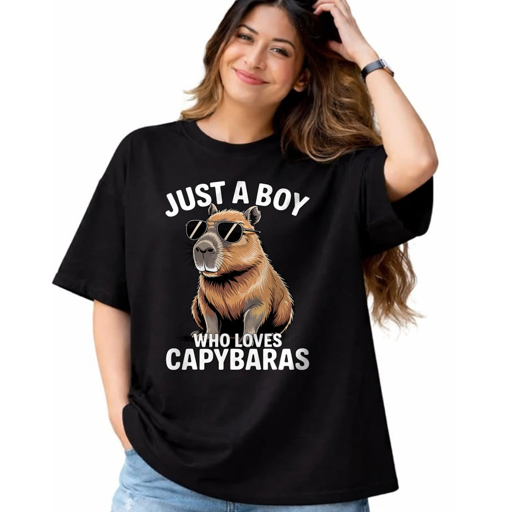 Cute Capybara Shirt, Funny Capybara Unisex T-Shirt/Hoodie/Sweatshirt HLT00 - Just a Boy who Loves Capybaras T-Shirt (1)