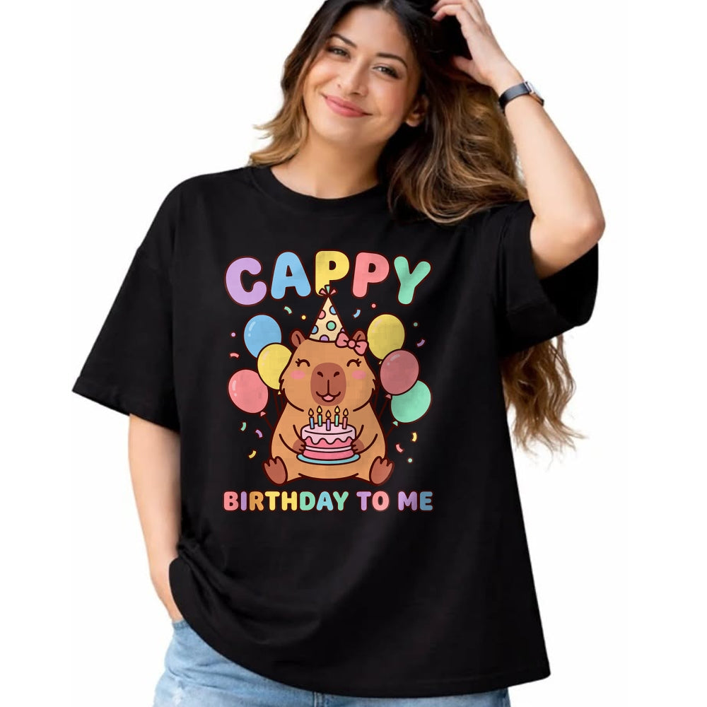 Cute Capybara Shirt, Funny Capybara UnisexT-Shirt/Hoodie/Sweatshirt HLT00 - Cappy Birthday to Me Happy Birthday T-Shirt