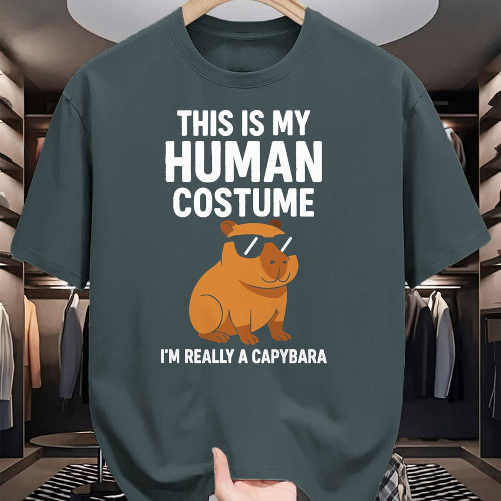 Cute Capybara Shirt, Funny Capybara Unisex T-Shirt/Hoodie/Sweatshirt HLT00 - This is My Human Costume I Am Really A Capybara T-Shirt
