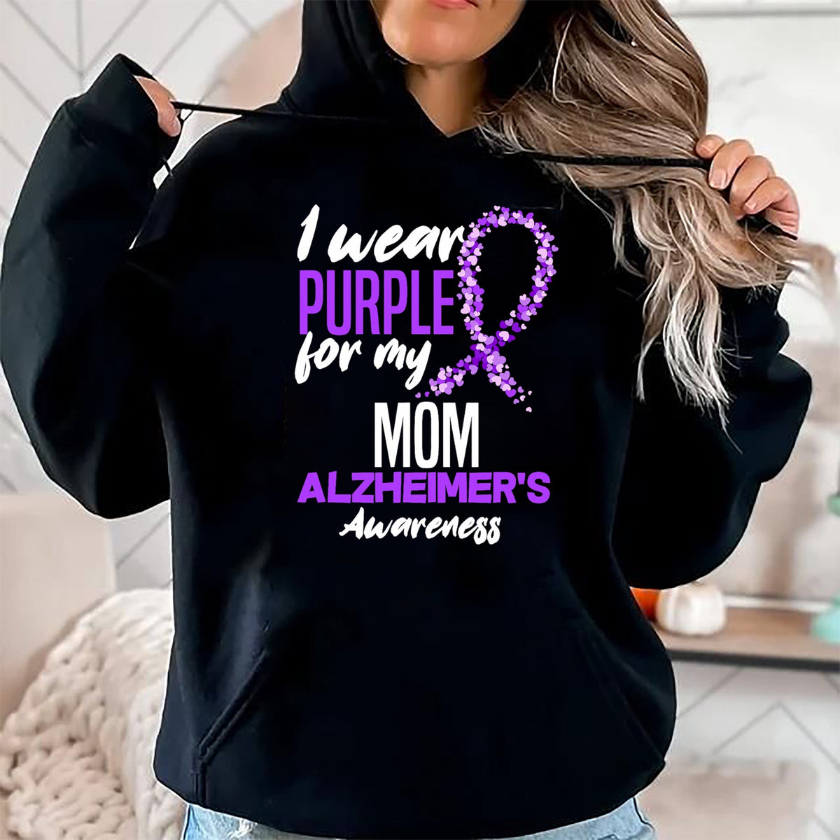 Gift for Mom Shirt, Funny Mom Unisex T-Shirt/Hoodie/Sweatshirt HLT00 - I Wear Purple For My Mom Dementia Alzheimer_s Awareness T-Shirt