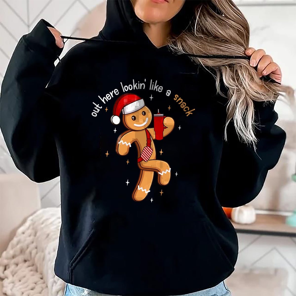 Christmas Shirts for Family, Funny christmas shirts, Christmas Unisex T-Shirt/Hoodie/Sweatshirt HLT00 - Out Here Looking Like A Snack Funny BouJee Xmas Gingerbread T-Shirt