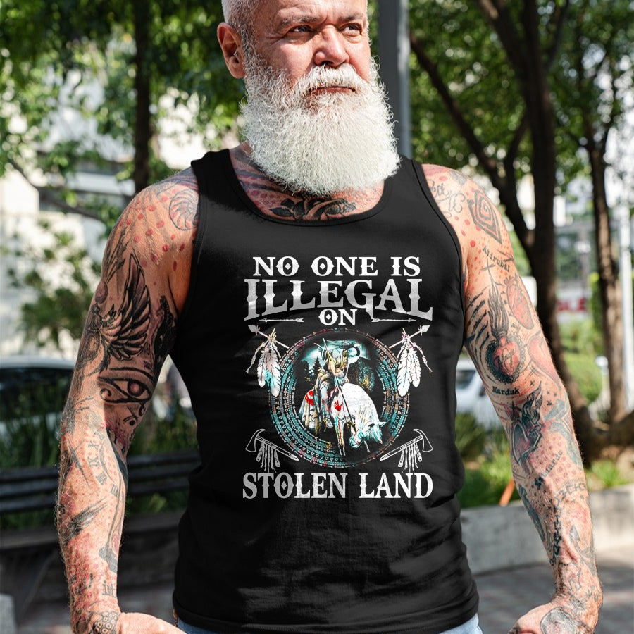 Native American T-Shirts, Vintage Native American Unisex T-Shirt/Hoodie/Sweatshirt HLT00 - No One Is Illegal on Stolen Land Gifts Native Americans