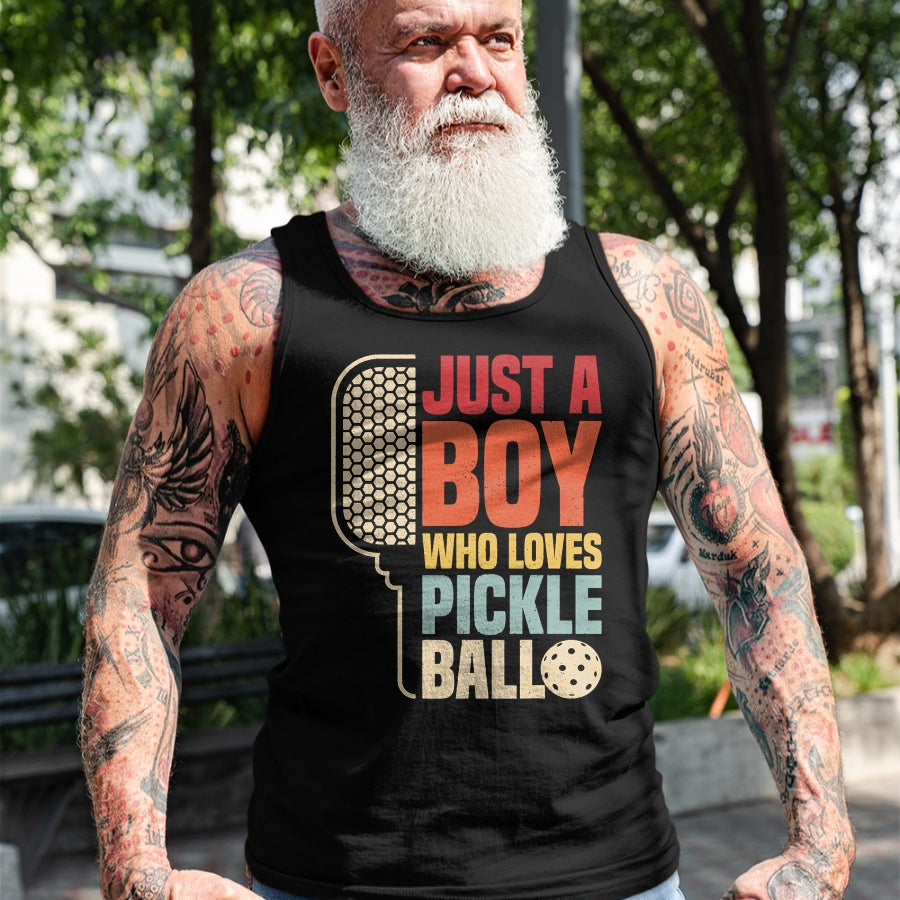 Funny Pickleball Shirt, Pickleball Lover Unisex T-Shirt/Hoodie/Sweatshirt HLT00 - Vintage Just A Boy Who Loves Pickleball Boys Kids Pickleball T-Shirt