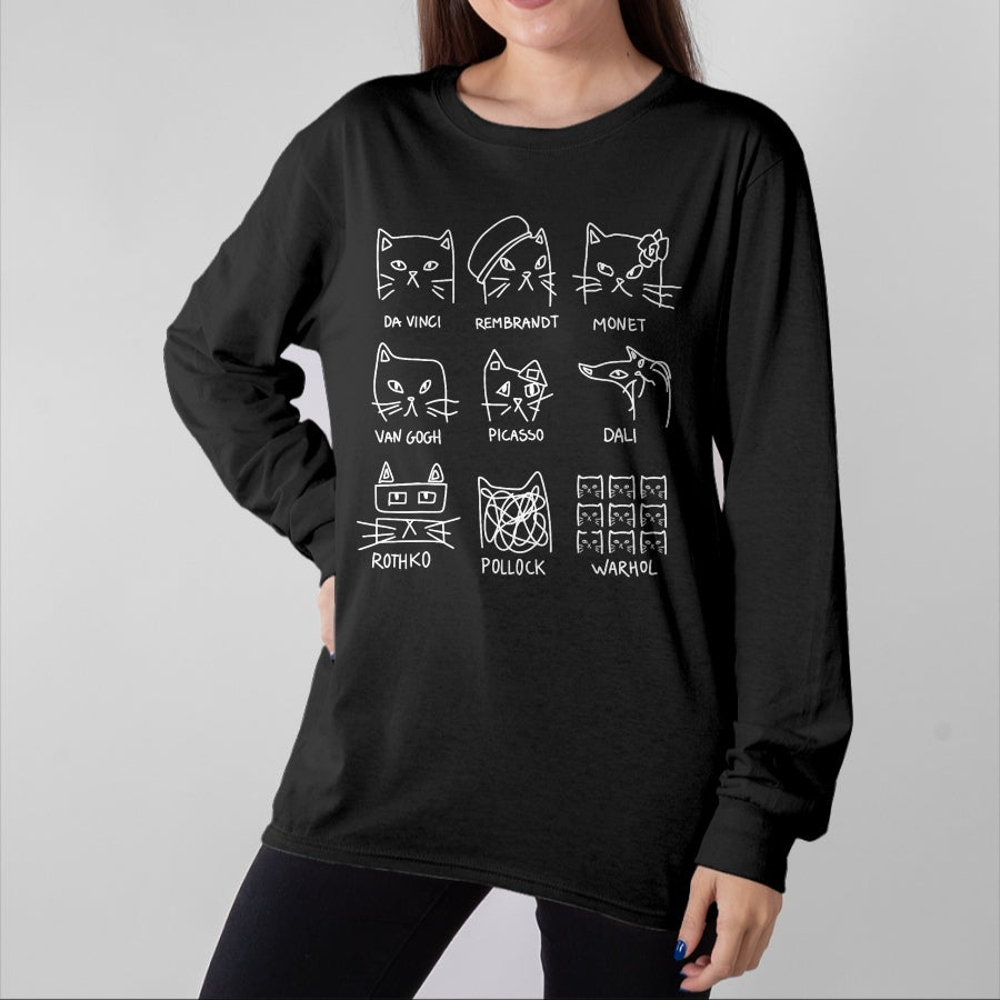 Best Teacher Shirt, Funny Teacher UnisexT-Shirt/Hoodie/Sweatshirt HLT00 - Artistic Cats Funny Cat Minimalist Illustration Art Teacher T-Shirt