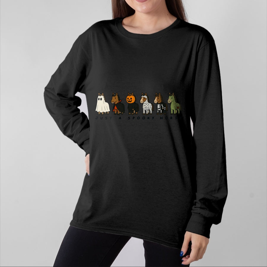 Best Horse Lover Shirt , Funny Horse UnisexT-Shirt/Hoodie/Sweatshirt HLT00 - Just A Spooky Horse Ghost Pumpkin Halloween Costumes T-Shirt