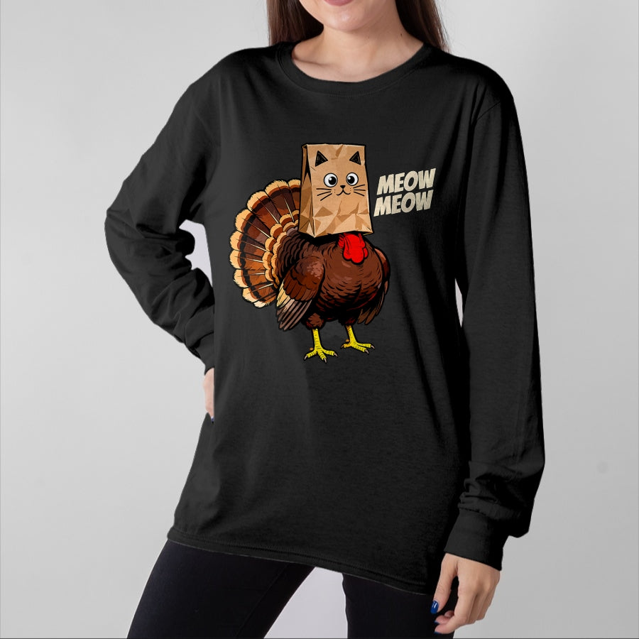 Best Thanksgiving Family Shirt , Funny Thanksgiving UnisexT-Shirt/Hoodie/Sweatshirt HLT00 - Thanksgiving Turkey Cat Meow Funny Thanksgiving Men Women T-Shirt