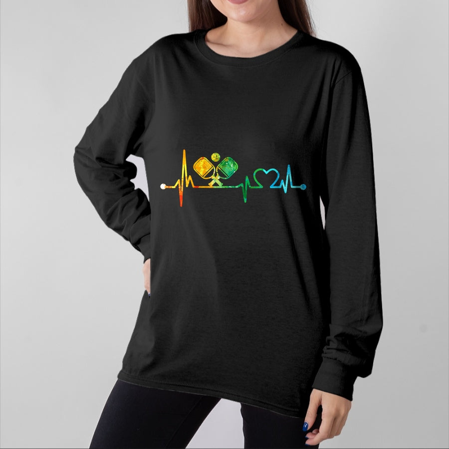 Funny Pickleball Shirt, Pickleball Lover Unisex T-Shirt/Hoodie/Sweatshirt HLT00 - Funny Pickleball Paddle Heartbeat Vintage Colors T-Shirt Small