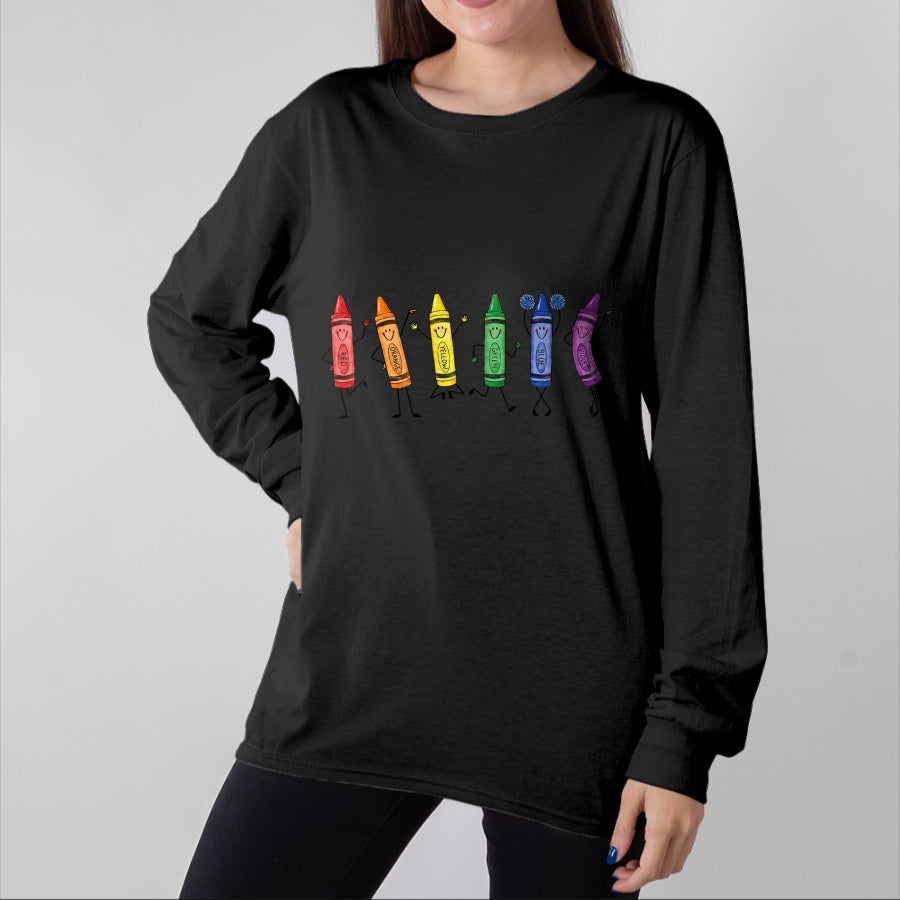 Best Teacher Shirt, Funny Teacher UnisexT-Shirt/Hoodie/Sweatshirt HLT00 - CCute Rainbow Crayons Preschool Teacher Back to School T-Shirt (1)