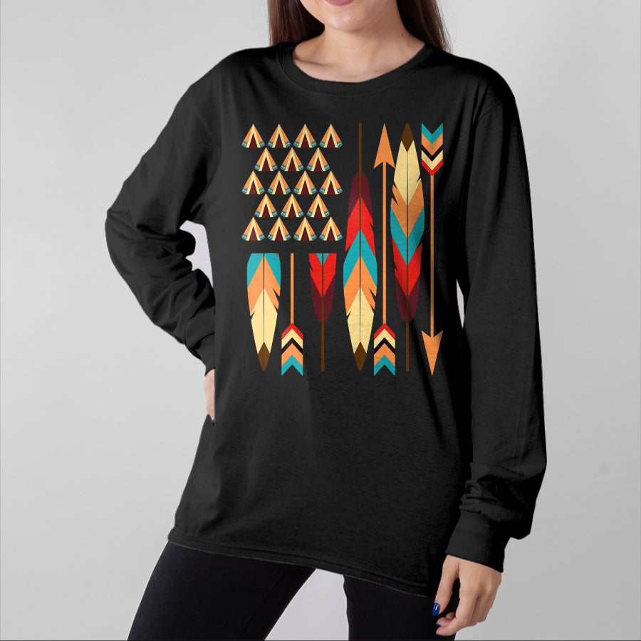 Native American T-Shirts, Vintage Native American Unisex T-Shirt/Hoodie/Sweatshirt HLT00 - Native American Pride USA Flag