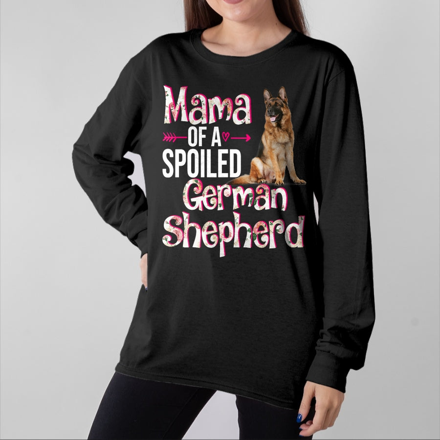 Best Wife Shirt, Wife and Husband Unisex T-Shirt/Hoodie/Sweatshirt HLT00 - Mama Of A Spoiled German Shepherd Mother's Day Floral Dog T-Shirt