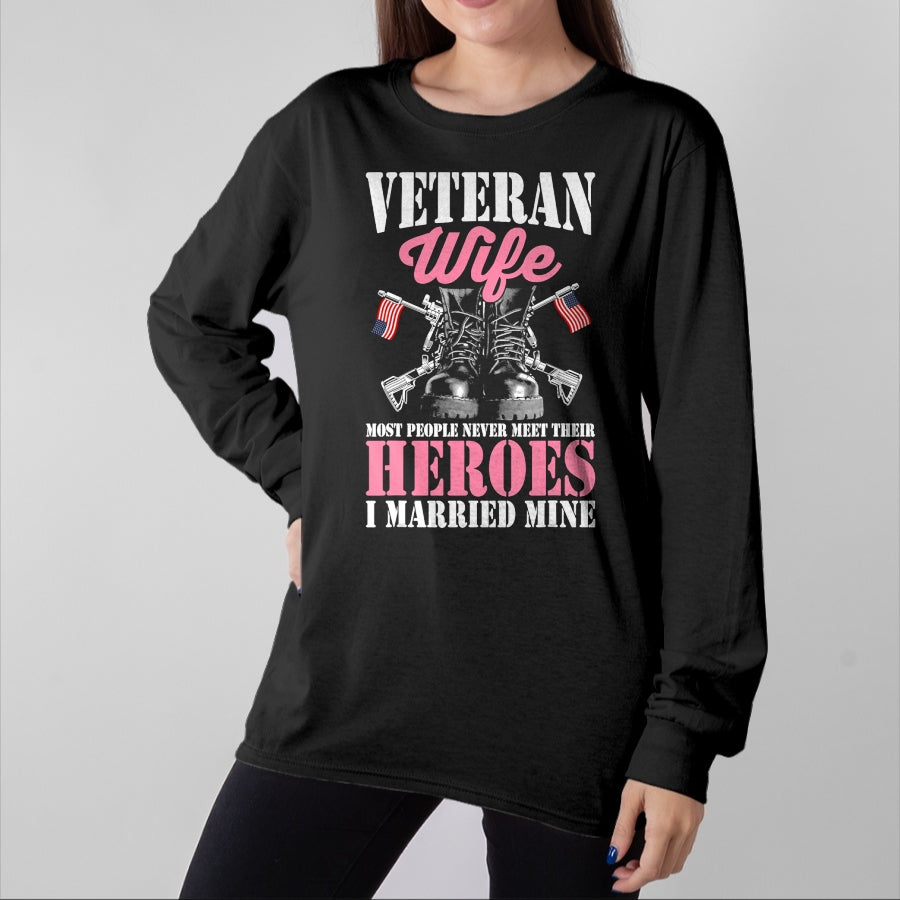 Best Wife Shirt, Wife and Husband Unisex T-Shirt/Hoodie/Sweatshirt HLT00 - Gift for wife T shirt, lucky wife Veteran Wife Married Mine Proud Military Veteran Husband T-Shirt