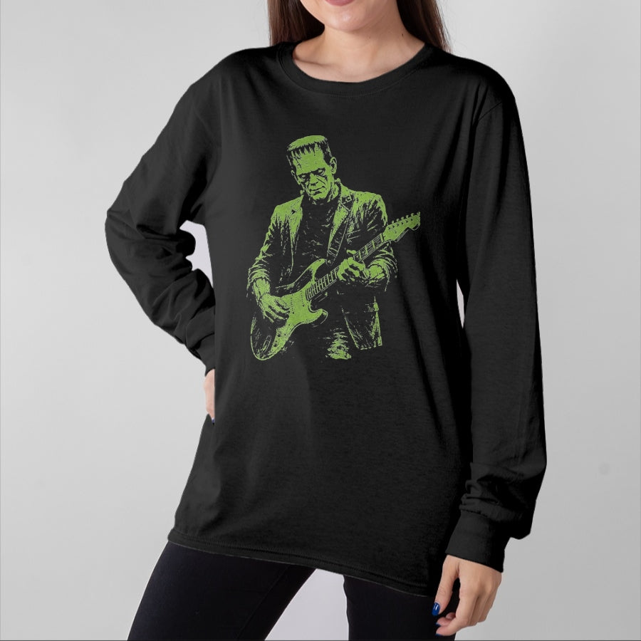 Guitar Lover Shirt, Funny Guitar UnisexT-Shirt/Hoodie/Sweatshirt HLT00 - Frankenstein Playing Guitar T-Shirt, Men, Black, X-Large