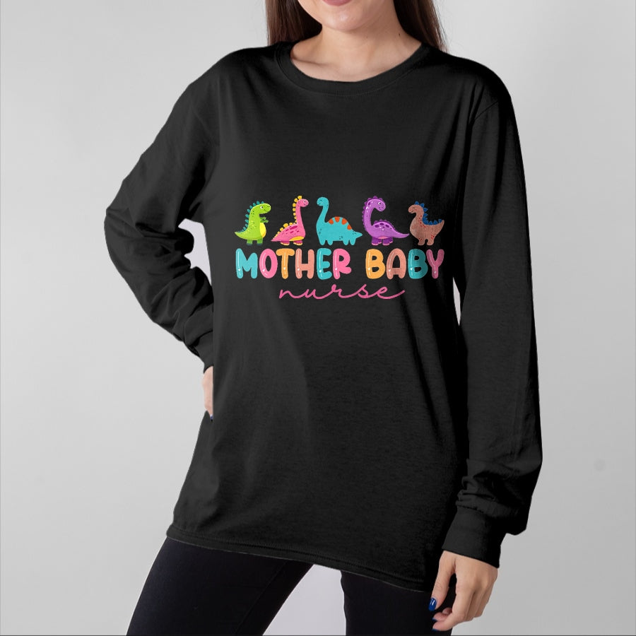 Funny Nurse Shirt, Nurse Unisex T-Shirt/Hoodie/Sweatshirt HLT00 - Women Mother Baby Nurse Dinosaur Postpartum RN Ob Nurse T-Shirt