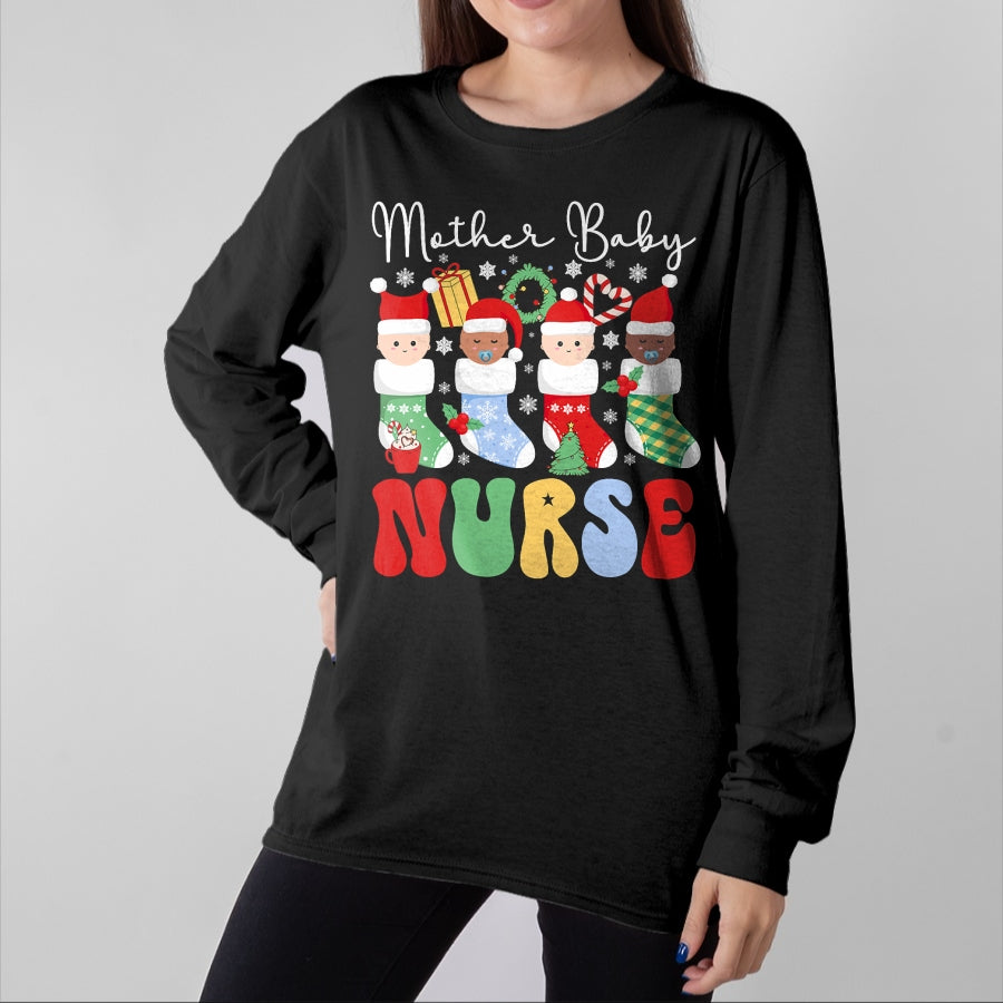 Funny Nurse Shirt, Nurse Unisex T-Shirt/Hoodie/Sweatshirt HLT00 - Mother Baby Nurse Christmas Professional Baby Wrapper T-Shirt
