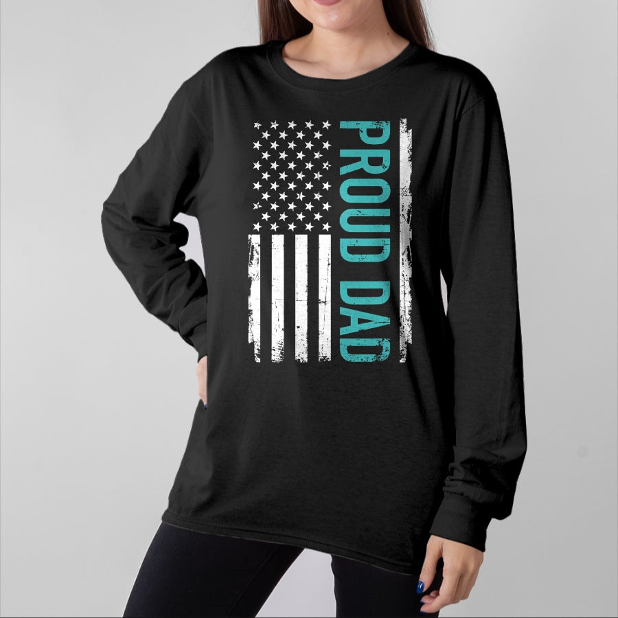 Gift for Dad Shirt, Funny Dad Unisex T-Shirt/Hoodie/Sweatshirt HLT00 – Proud dad US american flag gift for father_s day T-Shirt