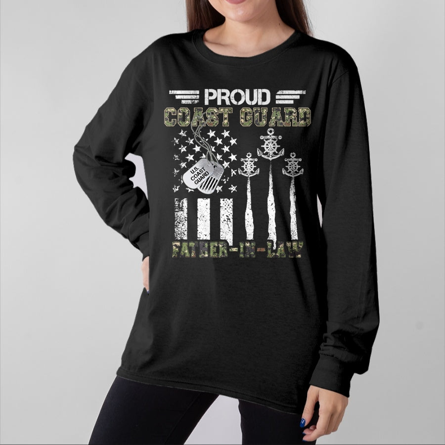 Gift for Dad Shirt, Funny Dad Unisex T-Shirt/Hoodie/Sweatshirt HLT00 – Proud Coast Guard Father-In-Law US Coast Guard Graduation T-Shirt