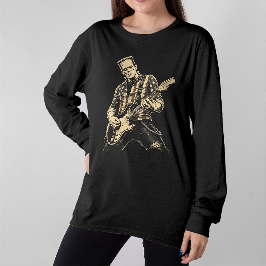 Guitar Lover Shirt, Funny Guitar UnisexT-Shirt/Hoodie/Sweatshirt HLT00 - Guitar Lovers Halloween Horror Frankenstein Playing Guitar T-Shirt