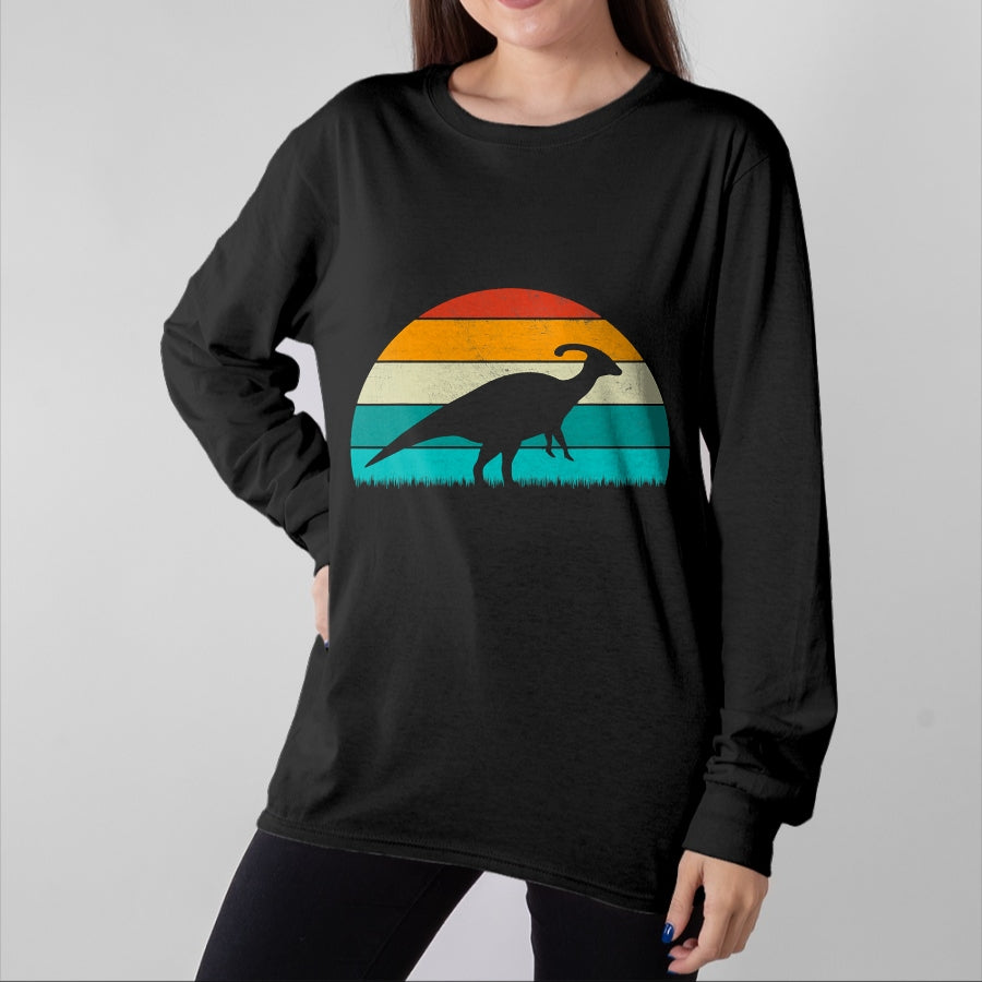 Best Dinosaur Lover Shirt, Funny Dinosaur UnisexT-Shirt/Hoodie/Sweatshirt HLT00 - Parasaurolophus - Vintage Retro Sunset Dinosaur Lovers T-Shirt