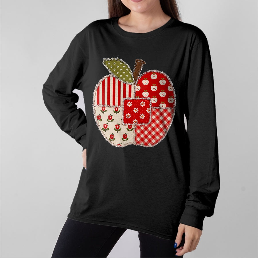 Best Teacher Shirt, Funny Teacher UnisexT-Shirt/Hoodie/Sweatshirt HLT00 - Cute Patchwork Preppy Apples Back to School Teacher Student T-Shirt