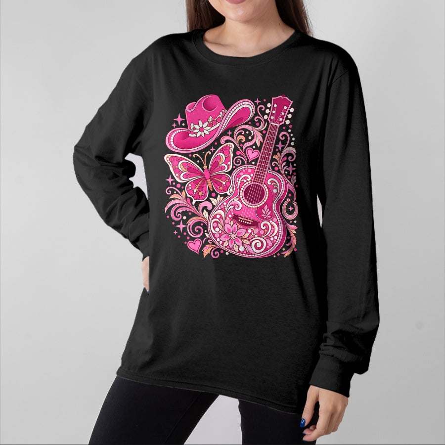 Guitar Lover Shirt, Funny Guitar UnisexT-Shirt/Hoodie/Sweatshirt HLT00 - Western Cowgirl Guitar Women Girls T-Shirt