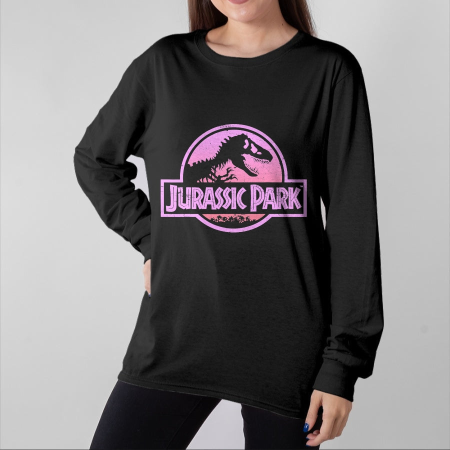 Best Dinosaur Lover Shirt, Funny Dinosaur UnisexT-Shirt/Hoodie/Sweatshirt HLT00 - Jurassic Park Retro Neon Pink Logo Graphic T-Shirt T-Shirt