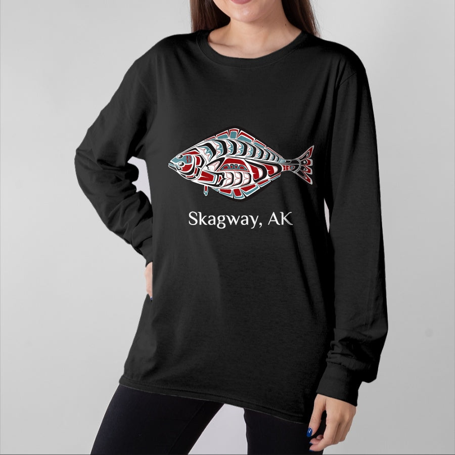 Native American T-Shirts, Vintage Native American Unisex T-Shirt/Hoodie/Sweatshirt HLT00 - Native American Skagway Alaska Halibut Northwest Indian Gift
