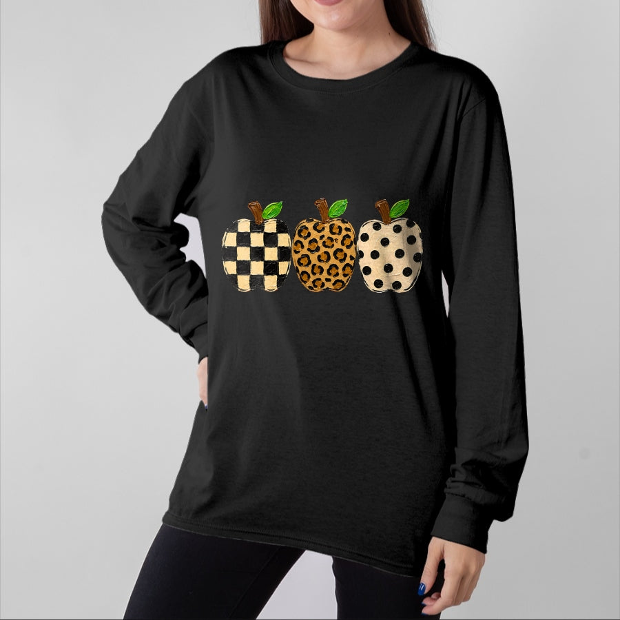 Best Teacher Shirt, Funny Teacher UnisexT-Shirt/Hoodie/Sweatshirt HLT00 - Pattern Apple Trio Leopard Print Checkered Polka Dot Teacher T-Shirt