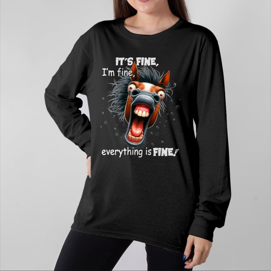 Best Horse Lover Shirt , Funny Horse UnisexT-Shirt/Hoodie/Sweatshirt HLT00 - Funny Horse It_s Fine I_m Fine Everything Is Fine T-Shirt