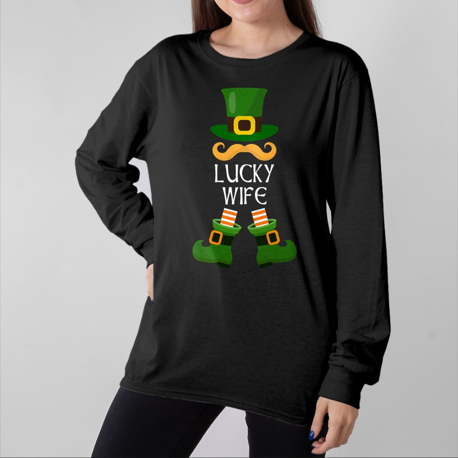 Best Wife Shirt, Wife and Husband Unisex T-Shirt/Hoodie/Sweatshirt HLT00 - Gift for wife T shirt, lucky wife Lucky Wife Leprechaun Matching Family St Patricks Day T-Shirt