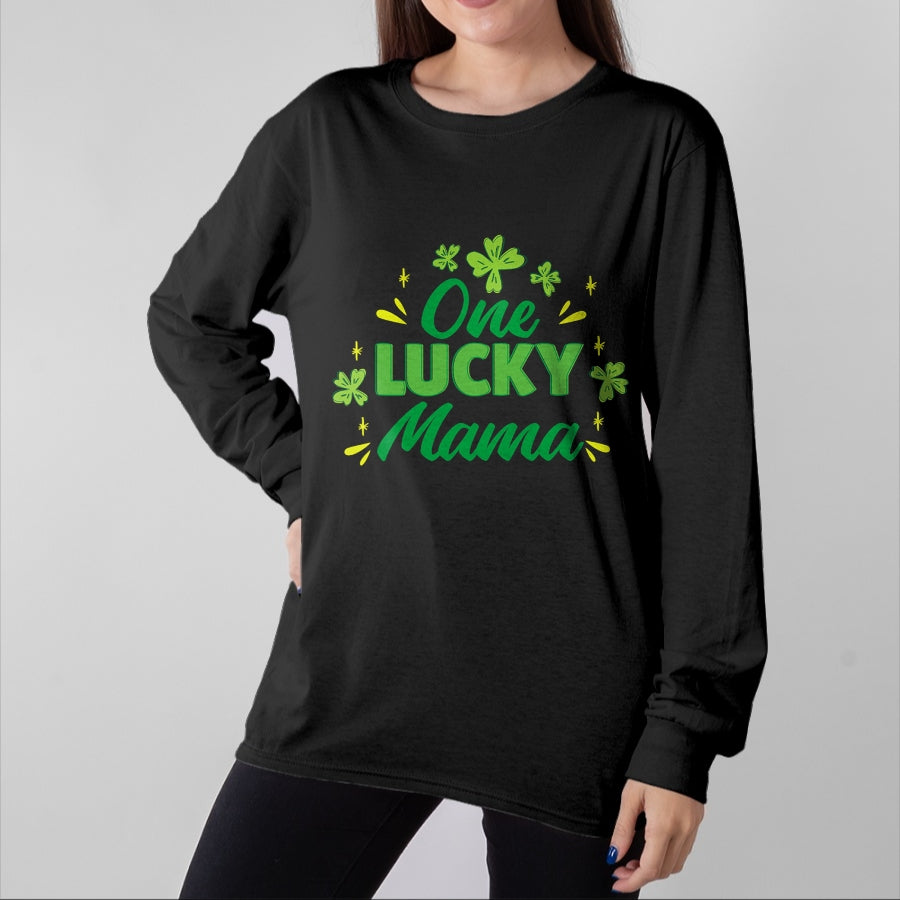 Gift for Mom Shirt, Funny Mom Unisex T-Shirt/Hoodie/Sweatshirt HLT00 - One Lucky Mama, St Patrick_s Day Mom T-Shirt