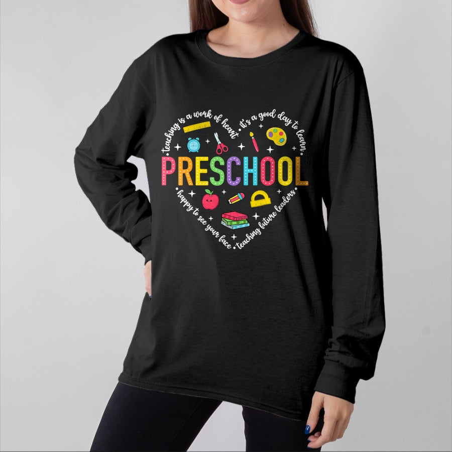 Best Teacher Shirt, Funny Teacher UnisexT-Shirt/Hoodie/Sweatshirt HLT00 - Preschool Teacher Pre-K Heart First Day of Preschool Kids T-Shirt (1)