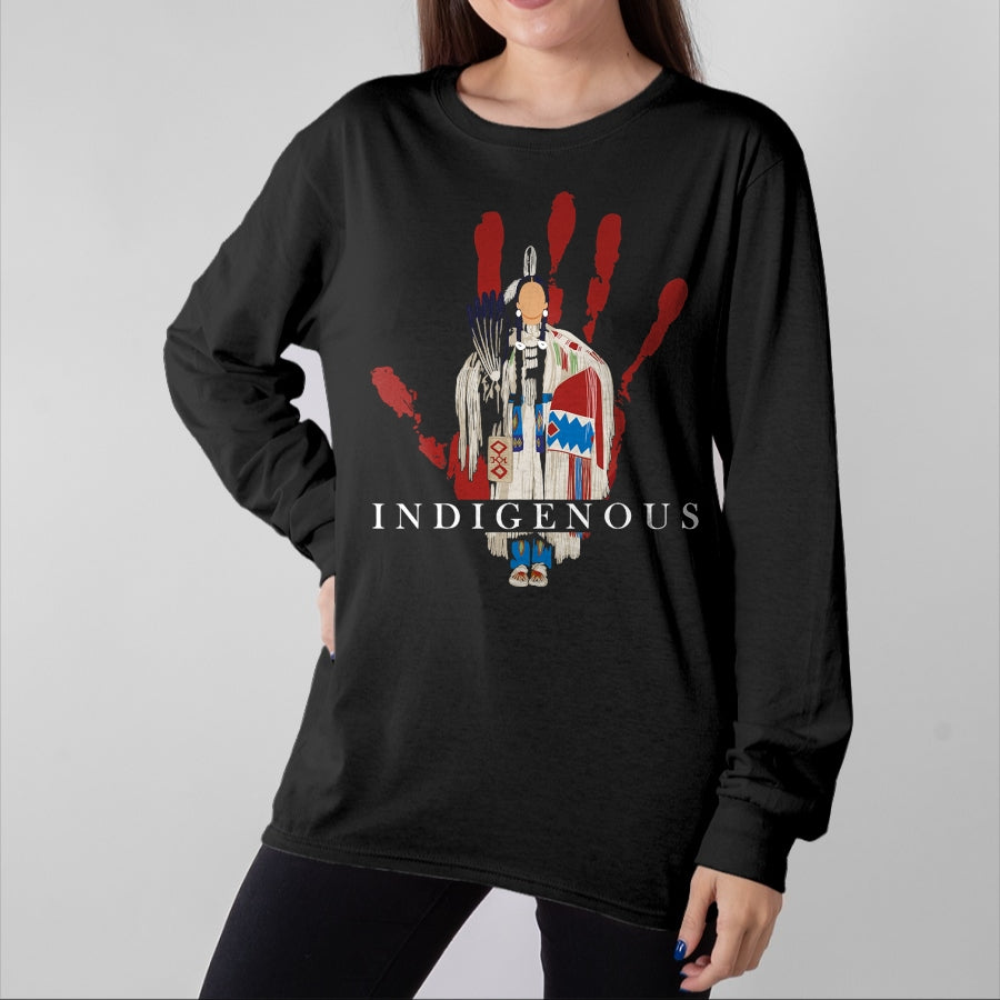 Native American T-Shirts, Vintage Native American Unisex T-Shirt/Hoodie/Sweatshirt HLT00 - Native American Indigenous Red Hand Indian Blood Themed (1)